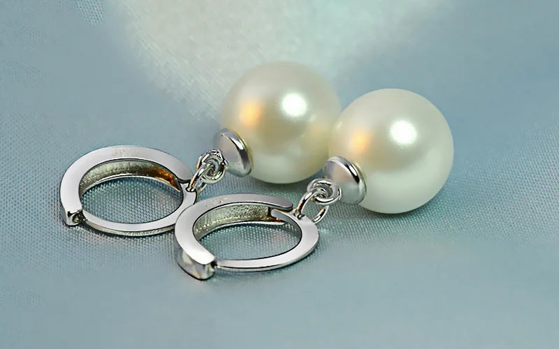 Pearl 925 Sterling Silver Earrings Crystal Jewelry