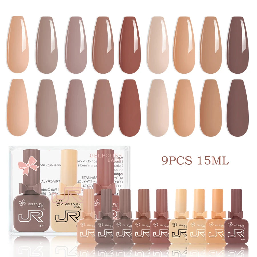JR 9pcs 15ml gel nail polish set