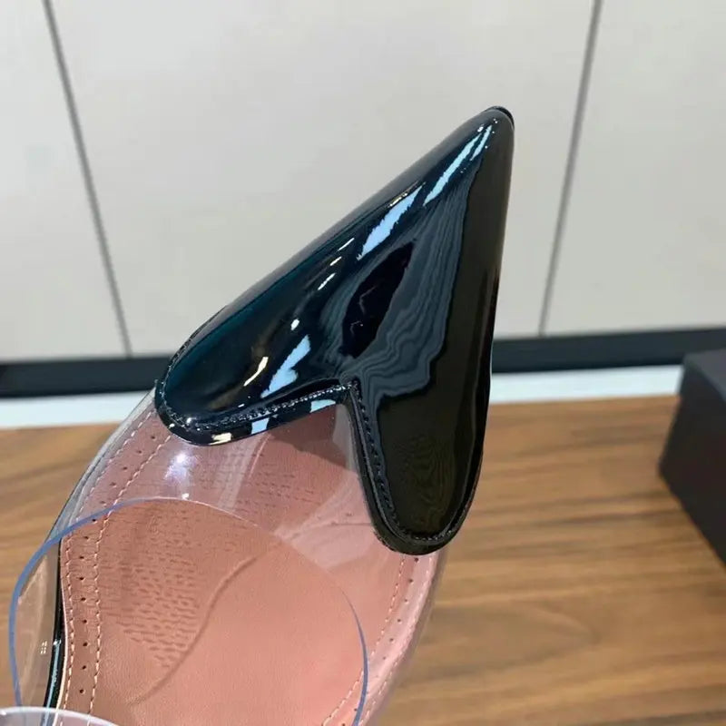 Heart High Heels Transparent Strap Wrapped Head Slippers Female Fashion Sexy