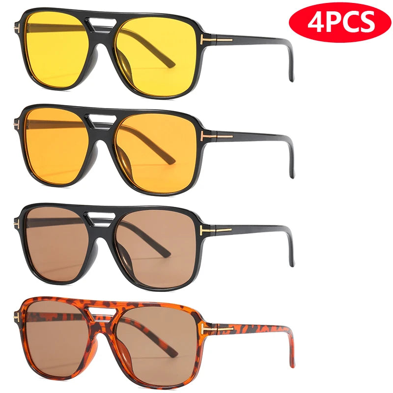 Set(4) Women Classic Fashion Oval Pilot Sunglasses UV400 Oculos De Sol