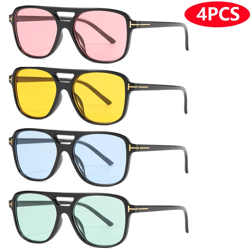Set(4) Women Classic Fashion Oval Pilot Sunglasses UV400 Oculos De Sol