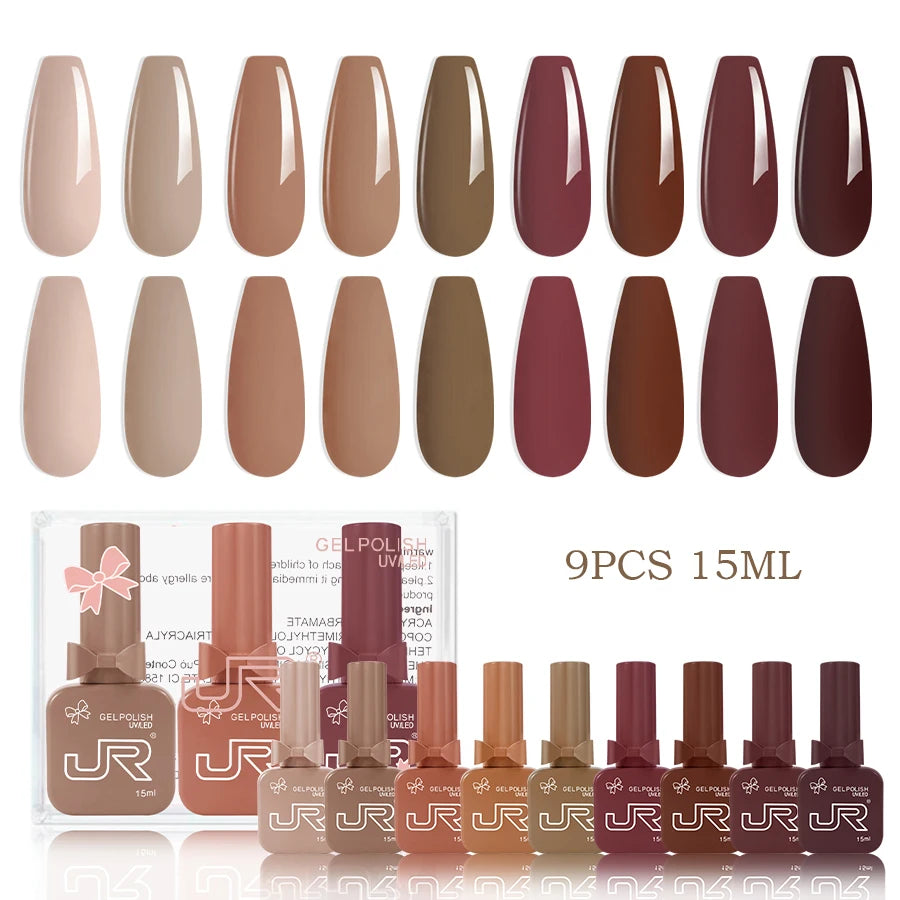 JR 9pcs 15ml gel nail polish set